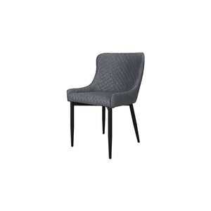 Pair of Classic Faux Leather Dining Chair in Grey