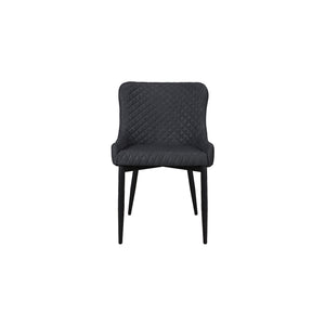 Pair of Classic Faux Leather Dining Chairs in Charcoal