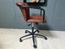 Load image into Gallery viewer, Ribbed Leather Office Swivel Chair in Tan