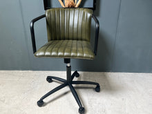 Load image into Gallery viewer, Ribbed Leather Office Swivel Chair in Green