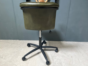 Ribbed Leather Office Swivel Chair in Green
