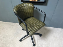 Load image into Gallery viewer, Ribbed Leather Office Swivel Chair in Green