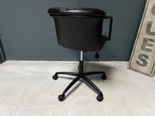 Load image into Gallery viewer, Ribbed Leather Office Swivel Chair in Black