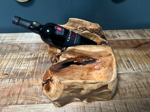 Large Unique Polished Natural Wood Wine Rack/Stand