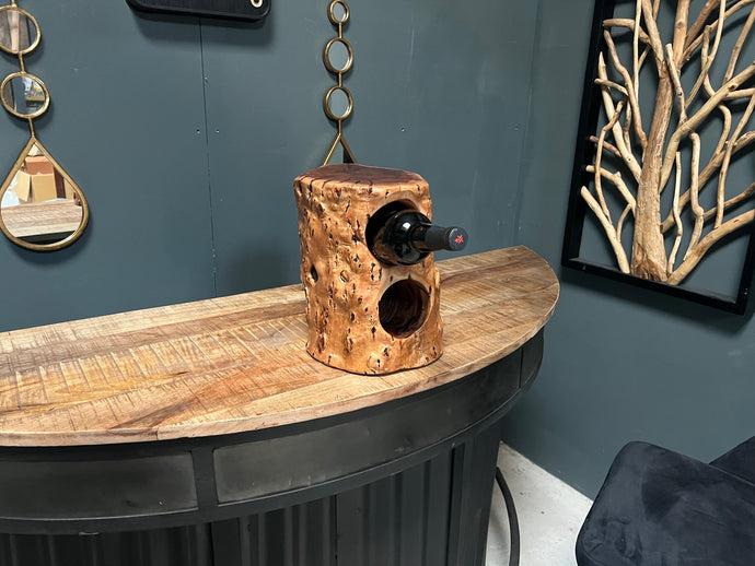 Polished Natural Wood Bottle Holder