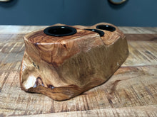Load image into Gallery viewer, Large Polished Natural Wood Candle Holder