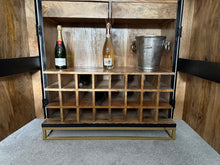 Load image into Gallery viewer, Solid Carved Mango Wood Bar Drinks Cabinet
