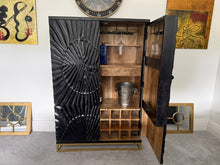 Load image into Gallery viewer, Solid Carved Mango Wood Bar Drinks Cabinet