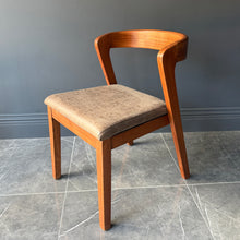 Load image into Gallery viewer, Pair Kin Contemporary Ash Wood &amp; Brown Faux Leather High Back Dining Chair