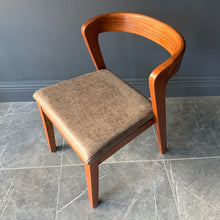 Load image into Gallery viewer, Pair Kin Contemporary Ash Wood &amp; Brown Faux Leather High Back Dining Chair