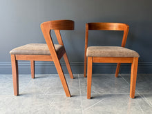 Load image into Gallery viewer, Pair Kin Contemporary Ash Wood &amp; Brown Faux Leather High Back Dining Chair