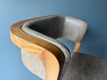Load image into Gallery viewer, Pair Malmo Contemporary Ash Wood &amp; Brown Faux Leather High Back Bar Chair