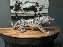 Load image into Gallery viewer, Large Silver Resin Tiger Statue