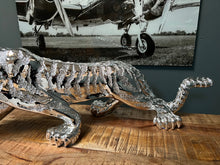 Load image into Gallery viewer, Large Silver Resin Tiger Statue