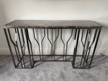 Load image into Gallery viewer, Milan Contemporary Steel &amp; Marble Console Table
