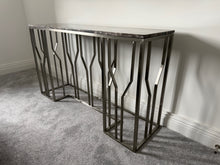 Load image into Gallery viewer, Milan Contemporary Steel &amp; Marble Console Table