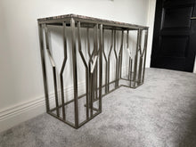 Load image into Gallery viewer, Milan Contemporary Steel &amp; Marble Console Table