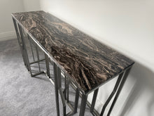 Load image into Gallery viewer, Milan Contemporary Steel &amp; Marble Console Table