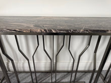 Load image into Gallery viewer, Milan Contemporary Steel &amp; Marble Console Table
