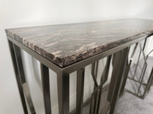 Load image into Gallery viewer, Milan Contemporary Steel &amp; Marble Console Table