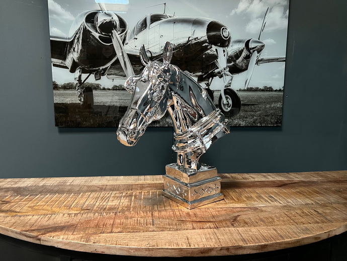 Large Resin Race Horse Head Statue