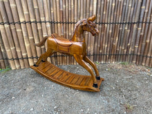 Load image into Gallery viewer, Large Heavy Teak Wood Rocking Horse