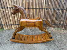 Load image into Gallery viewer, Large Heavy Teak Wood Rocking Horse