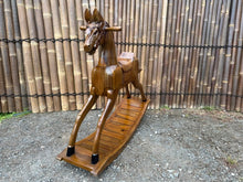 Load image into Gallery viewer, Large Heavy Teak Wood Rocking Horse