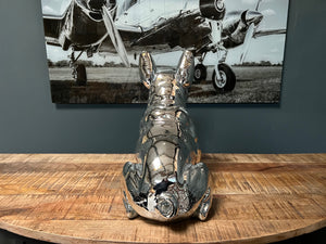 Large Silver Resin French Bulldog Statue