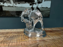 Load image into Gallery viewer, Large Silver Mother &amp; Baby Elephant Statue