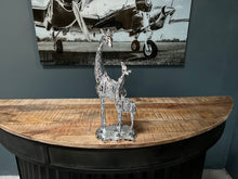 Load image into Gallery viewer, Large Silver Mother &amp; Baby Giraffe Statue