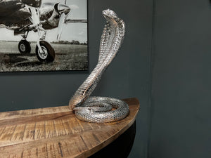 Large Silver Resin Snake Statue