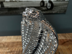 Large Silver Resin Snake Statue