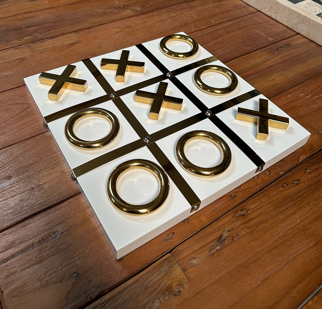 Quality White and Gold Noughts & Crosses Game Set