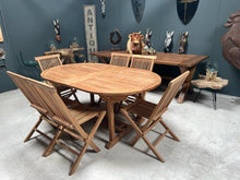 Load image into Gallery viewer, 9 Piece Teak Patio Set With Extending Table