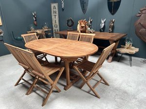 9 Piece Teak Patio Set With Extending Table