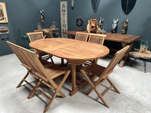 9 Piece Teak Patio Set With Extending Table