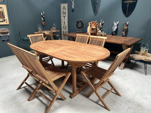 9 Piece Teak Patio Set With Extending Table