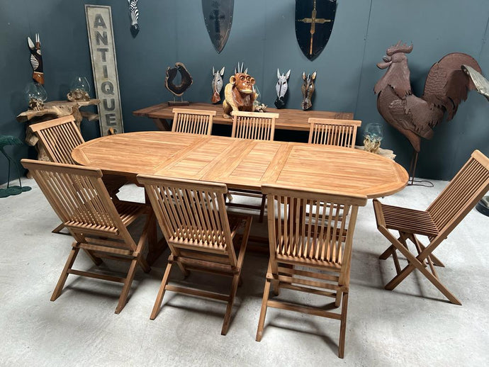 9 Piece Teak Patio Set With Extending Table
