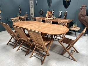 9 Piece Teak Patio Set With Extending Table