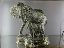 Load image into Gallery viewer, Large Silver Mother &amp; Baby Elephant Statue