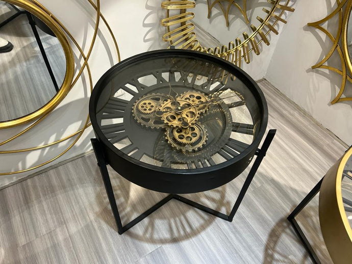 black-clock-table-with-moving-works-gears-gold-unique-stylish-home-decor-furniture-sidetable-interior-design-john-cowell-ltd