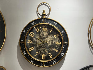 Black and Gold World Map Compass Wall Clock