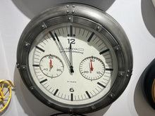 Load image into Gallery viewer, Vintage Silver Industrial Style Geneva Chronograph Wall Clock