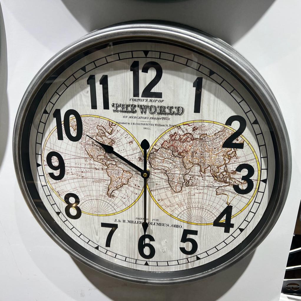 Large Vintage Colton's Map of The World Wall Clock