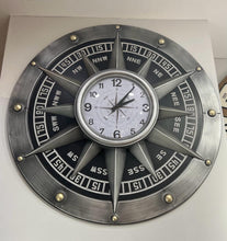 Load image into Gallery viewer, Vintage Silver Industrial Style Compass Clock