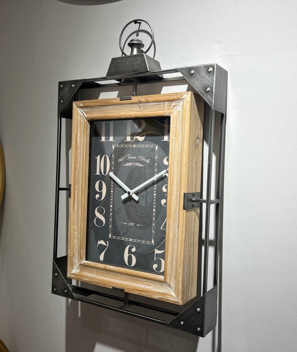 Square Vintage Industrial Style Old Town Road Clock