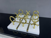 Load image into Gallery viewer, Quality White and Gold Standing Noughts &amp; Crosses Game Set