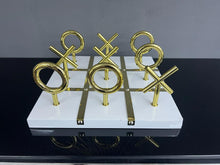 Load image into Gallery viewer, Quality White and Gold Standing Noughts &amp; Crosses Game Set