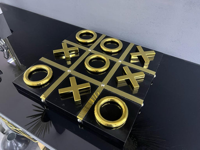 Quality Black and Gold Noughts & Crosses Game Set